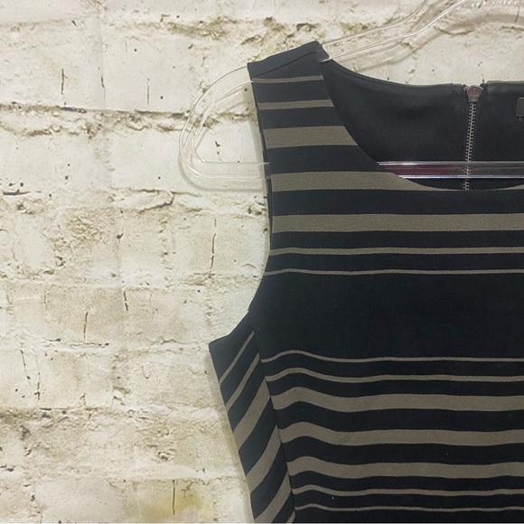 Banana Republic Sleeveless Black Tan Striped Sleeveless Sheath Dress - Picture 2 of 5